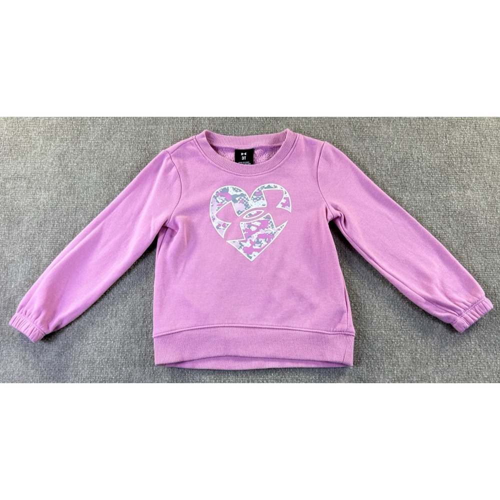 Under Armour Toddler Girls Pink Heart camo Logo Fleece Sweatshirt 3T